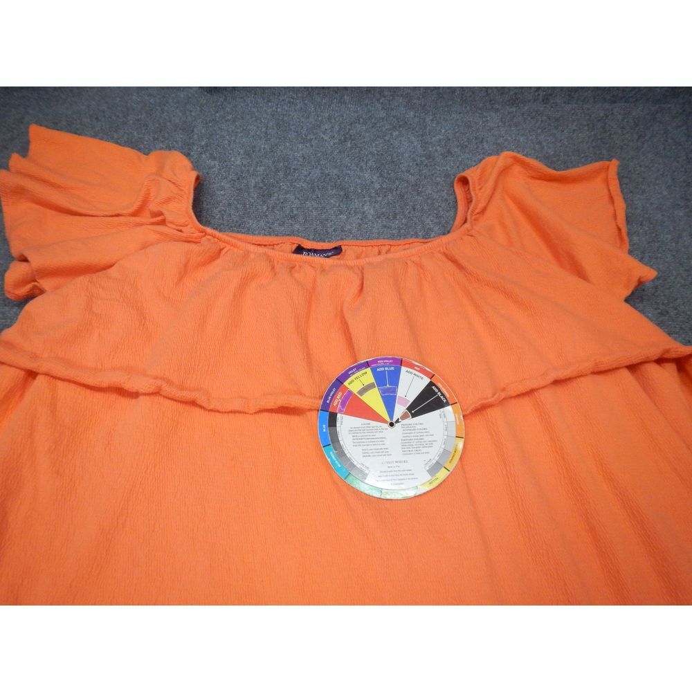 Roaman's Orange Ruffle Tunic Top - Picture 2 of 11